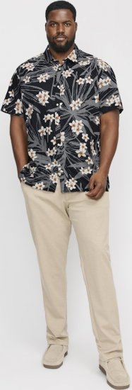 Jack & Jones Hawaii AOP Shirt Black - Skjorter - Skjorter til store mænd 2XL- 8XL