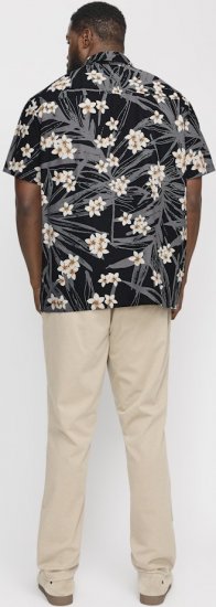 Jack & Jones Hawaii AOP Shirt Black - Skjorter - Skjorter til store mænd 2XL- 8XL