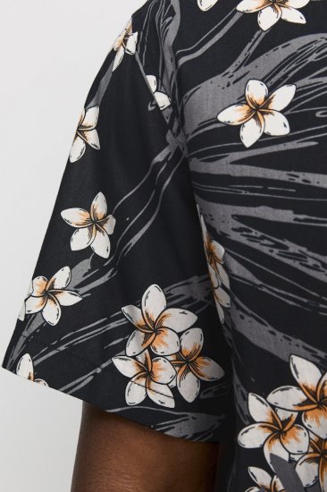 Jack & Jones Hawaii AOP Shirt Black - Skjorter - Skjorter til store mænd 2XL- 8XL