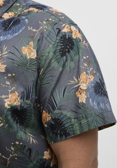 Jack & Jones Hawaii AOP Shirt Grey - Skjorter - Skjorter til store mænd 2XL- 8XL