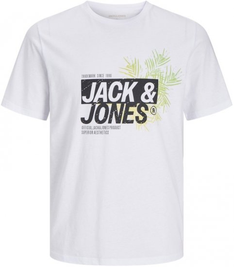  Jack & Jones Jaxon Crew Neck T-Shirt White - T-shirts - T-shirts i store størrelser - 2XL-14XL
