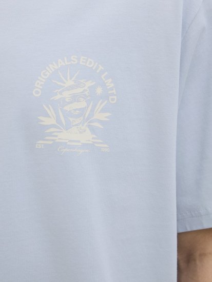 Jack & Jones Bellagio Collage Crew Neck T-Shirt Skyway - T-shirts - T-shirts i store størrelser - 2XL-14XL