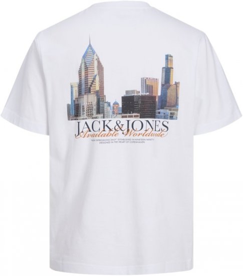 Jack & Jones Boston Photo Crew Neck T-Shirt Bright White - T-shirts - T-shirts i store størrelser - 2XL-14XL
