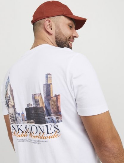 Jack & Jones Boston Photo Crew Neck T-Shirt Bright White - T-shirts - T-shirts i store størrelser - 2XL-14XL