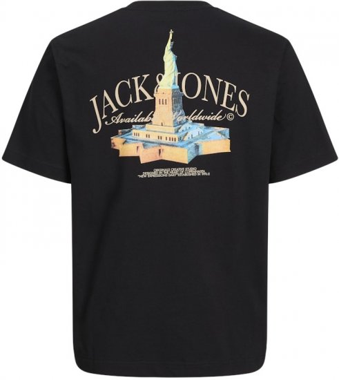 Jack & Jones Boston Photo Crew Neck T-Shirt Black - T-shirts - T-shirts i store størrelser - 2XL-14XL