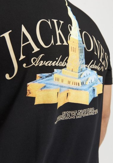 Jack & Jones Boston Photo Crew Neck T-Shirt Black - T-shirts - T-shirts i store størrelser - 2XL-14XL