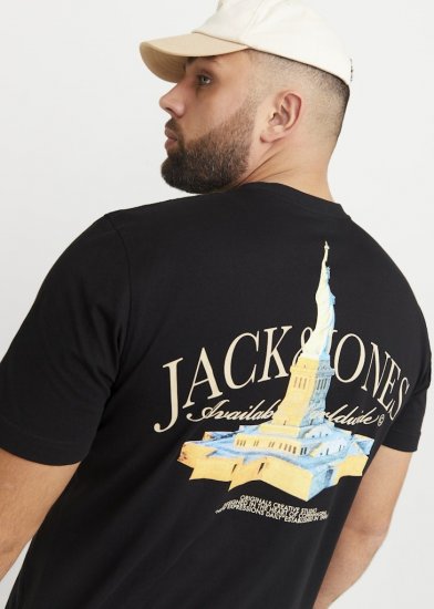 Jack & Jones Boston Photo Crew Neck T-Shirt Black - T-shirts - T-shirts i store størrelser - 2XL-14XL