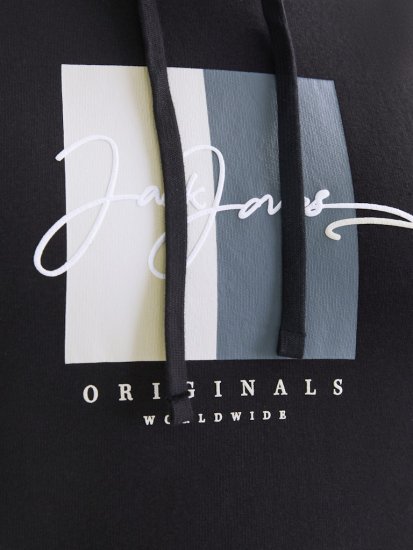 Jack & Jones Frederiksberg Box Script Hoodie Black - Trøjer og hættetrøjer - Trøjer og Hættetrøjer i store størrelser - 2XL-14XL