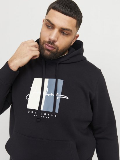 Jack & Jones Frederiksberg Box Script Hoodie Black - Trøjer og hættetrøjer - Trøjer og Hættetrøjer i store størrelser - 2XL-14XL