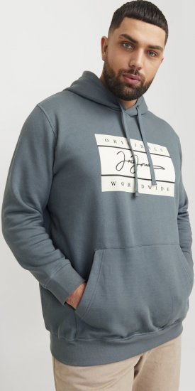 Jack & Jones Frederiksberg Box Script Hoodie Grey - Trøjer og hættetrøjer - Trøjer og Hættetrøjer i store størrelser - 2XL-14XL