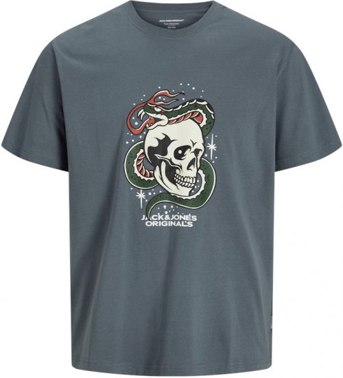 Jack & Jones Anatomy Skull Crew Neck T-Shirt Grey - T-shirts - T-shirts i store størrelser - 2XL-14XL