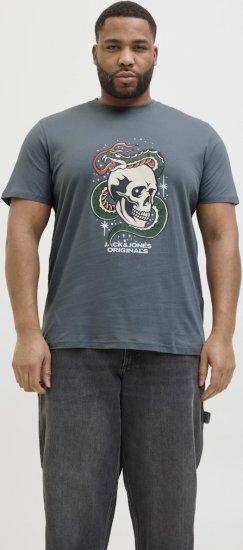 Jack & Jones Anatomy Skull Crew Neck T-Shirt Grey - T-shirts - T-shirts i store størrelser - 2XL-14XL