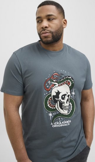 Jack & Jones Anatomy Skull Crew Neck T-Shirt Grey - T-shirts - T-shirts i store størrelser - 2XL-14XL