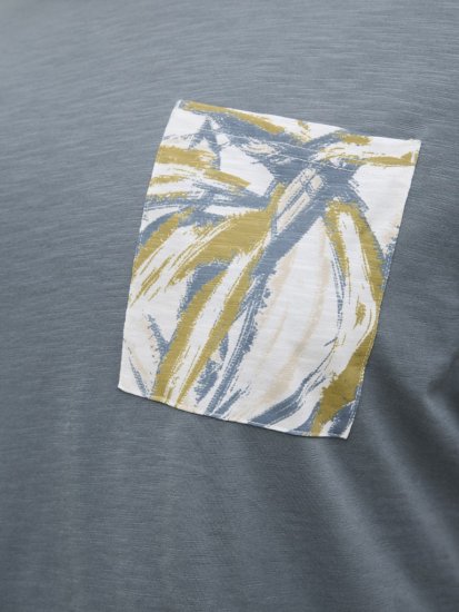 Jack & Jones Split Pocket Print T-Shirt Grey - T-shirts - T-shirts i store størrelser - 2XL-14XL