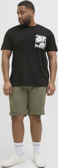 Jack & Jones Split Pocket Print T-Shirt Black - T-shirts - T-shirts i store størrelser - 2XL-14XL