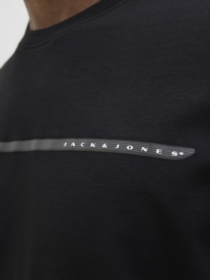 Jack & Jones FUSION Full Branding T-Shirt Black - T-shirts - T-shirts i store størrelser - 2XL-14XL
