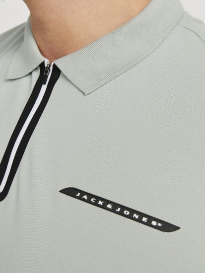 Jack & Jones Fusion Pique Zipper Polo Green/Blue - Polotrøjer - Polotrøjer 2XL-8XL