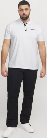 Jack & Jones Fusion Pique Zipper Polo Bright White - Polotrøjer - Polotrøjer 2XL-8XL