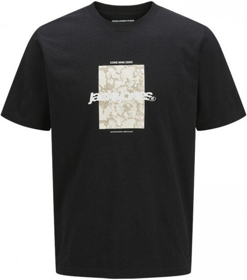 Jack & Jones Tarmac Camo Crew Neck T-Shirt Black - T-shirts - T-shirts i store størrelser - 2XL-14XL