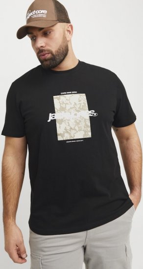 Jack & Jones Tarmac Camo Crew Neck T-Shirt Black - T-shirts - T-shirts i store størrelser - 2XL-14XL
