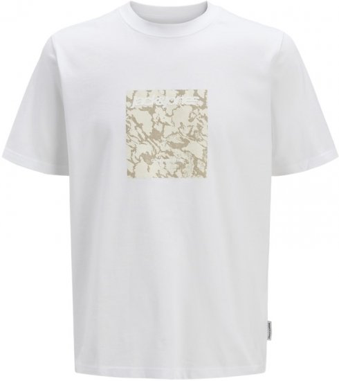 Jack & Jones Tarmac Camo Crew Neck T-Shirt Bright White - T-shirts - T-shirts i store størrelser - 2XL-14XL