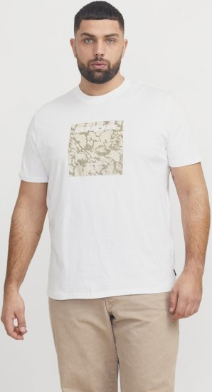 Jack & Jones Tarmac Camo Crew Neck T-Shirt Bright White - T-shirts - T-shirts i store størrelser - 2XL-14XL