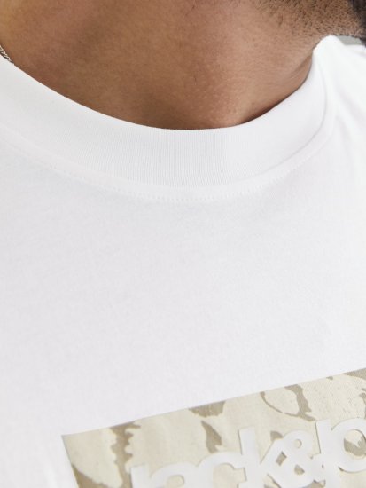 Jack & Jones Tarmac Camo Crew Neck T-Shirt Bright White - T-shirts - T-shirts i store størrelser - 2XL-14XL