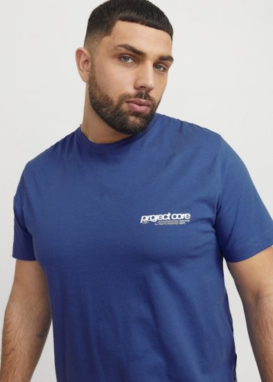 Jack & Jones Union Front & Back Print Crew Neck T-Shirt Beaucoup Blue - T-shirts - T-shirts i store størrelser - 2XL-14XL