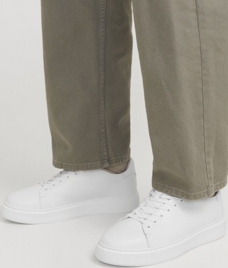 Jack & Jones Stockholm Leather Sneakers Bright White/Leather - Herresko 40-52 - Herresko og sneakers str. 40-52