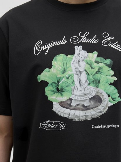 Jack & Jones Hydra Crew Neck T-Shirt Black - T-shirts - T-shirts i store størrelser - 2XL-14XL