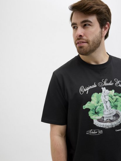 Jack & Jones Hydra Crew Neck T-Shirt Black - T-shirts - T-shirts i store størrelser - 2XL-14XL