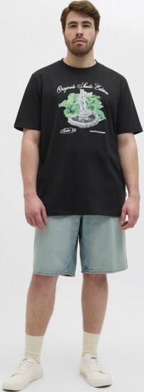 Jack & Jones Hydra Crew Neck T-Shirt Black - T-shirts - T-shirts i store størrelser - 2XL-14XL