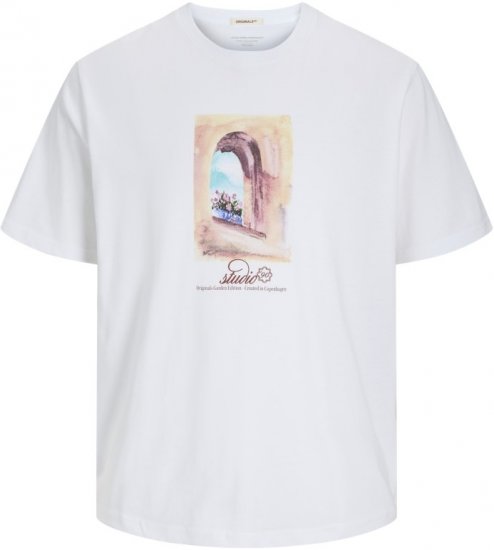 Jack & Jones Hydra Crew Neck T-Shirt Bright White - T-shirts - T-shirts i store størrelser - 2XL-14XL