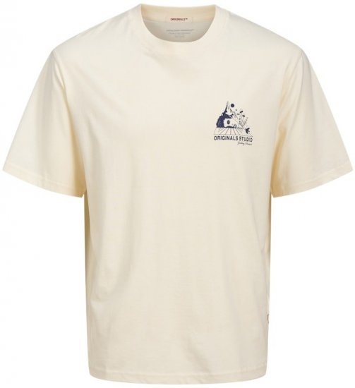 Jack & Jones Bellagio Collage Crew Neck T-Shirt Antique White - T-shirts - T-shirts i store størrelser - 2XL-14XL