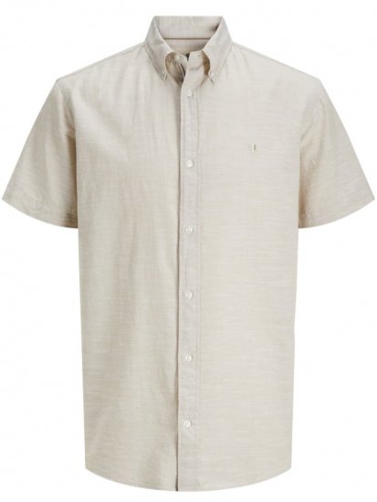 Jack & Jones Summer Shield Short Sleeve Shirt White Pepper - Skjorter - Skjorter til store mænd 2XL- 8XL