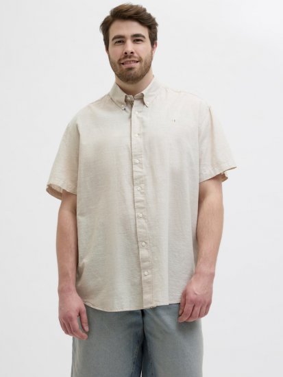 Jack & Jones Summer Shield Short Sleeve Shirt White Pepper - Skjorter - Skjorter til store mænd 2XL- 8XL