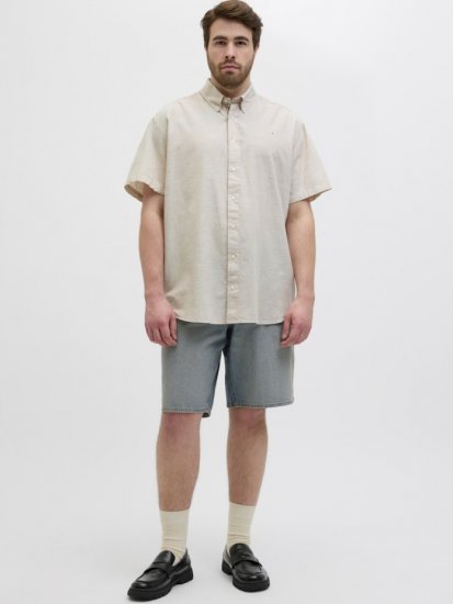 Jack & Jones Summer Shield Short Sleeve Shirt White Pepper - Skjorter - Skjorter til store mænd 2XL- 8XL