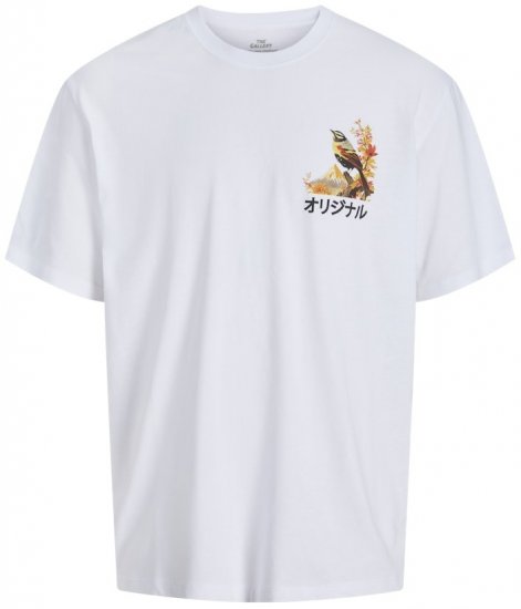 Jack & Jones Fuji Crew Neck T-Shirt Bright White - T-shirts - T-shirts i store størrelser - 2XL-14XL