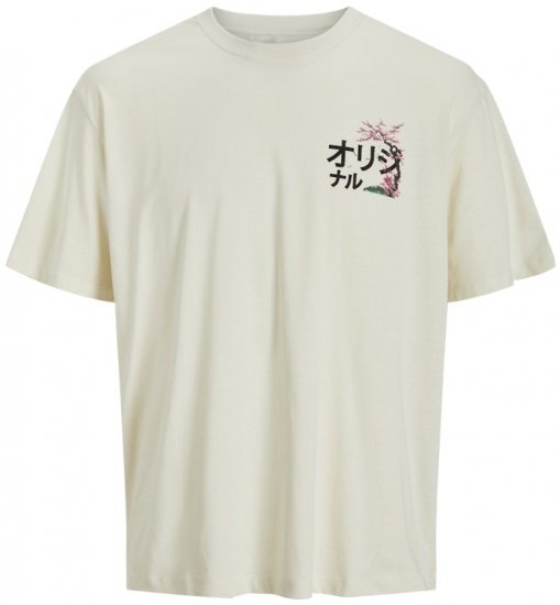 Jack & Jones Fuji Crew Neck T-Shirt Antique White - T-shirts - T-shirts i store størrelser - 2XL-14XL