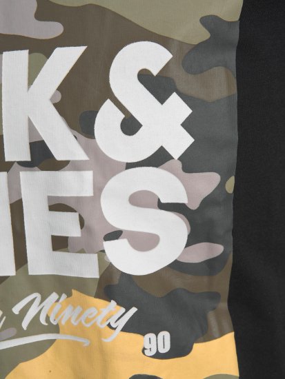 Jack & Jones JJPETE SHAPE Camo Print T-Shirt Black - T-shirts - T-shirts i store størrelser - 2XL-14XL