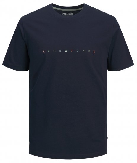 Jack & Jones JJFONT T-Shirt Navy - T-shirts - T-shirts i store størrelser - 2XL-14XL