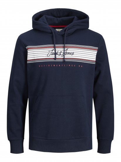Jack & Jones JJLEO SWEAT Hoodie Navy - Trøjer og hættetrøjer - Trøjer og Hættetrøjer i store størrelser - 2XL-14XL