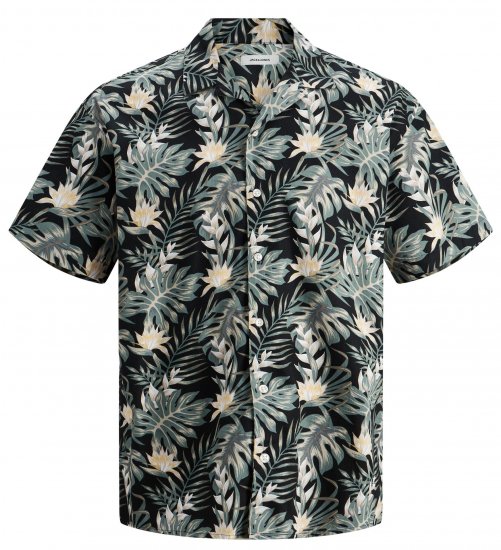 Jack & Jones JJCOASTAL RESORT Floral Shirt Black - Skjorter - Skjorter til store mænd 2XL- 8XL