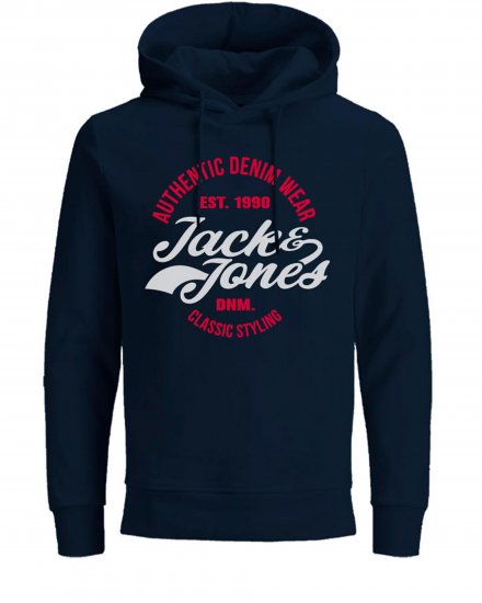 Jack & Jones JJBRAT SWEAT Hoodie Navy - Trøjer og hættetrøjer - Trøjer og Hættetrøjer i store størrelser - 2XL-14XL
