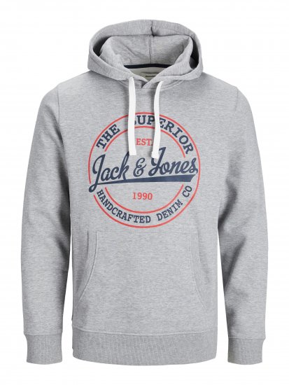 Jack & Jones JJBRAT SWEAT Hoodie Light Grey - Trøjer og hættetrøjer - Trøjer og Hættetrøjer i store størrelser - 2XL-14XL