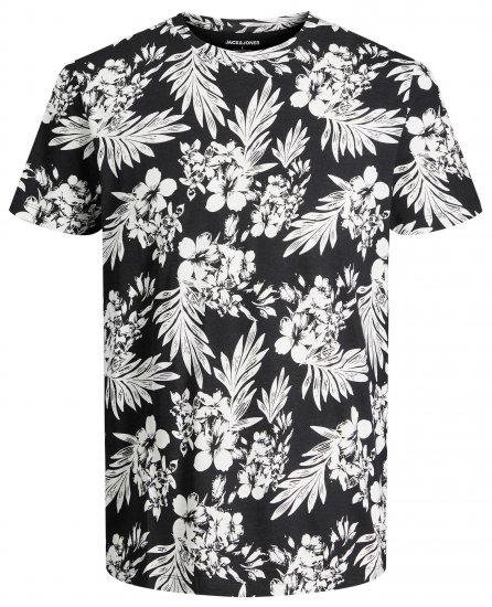 Jack & Jones JJCOASTAL AOP T-Shirt Black - T-shirts - T-shirts i store størrelser - 2XL-14XL