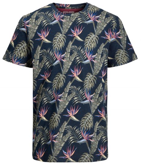 Jack & Jones JJCOASTAL AOP T-Shirt Navy - T-shirts - T-shirts i store størrelser - 2XL-14XL