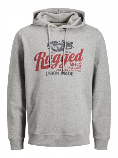 Jack & Jones JJAARON Hoodie Grey - Trøjer og hættetrøjer - Trøjer og Hættetrøjer i store størrelser - 2XL-14XL