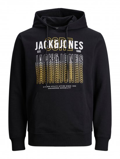 Jack & Jones JJCYBER SWEAT Hoodie Black - Trøjer og Hættetrøjer - Hættetrøjer i store størrelser - 2XL-8XL