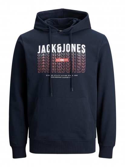 Jack & Jones JJCYBER SWEAT Hoodie Navy - Trøjer og hættetrøjer - Trøjer og Hættetrøjer i store størrelser - 2XL-14XL